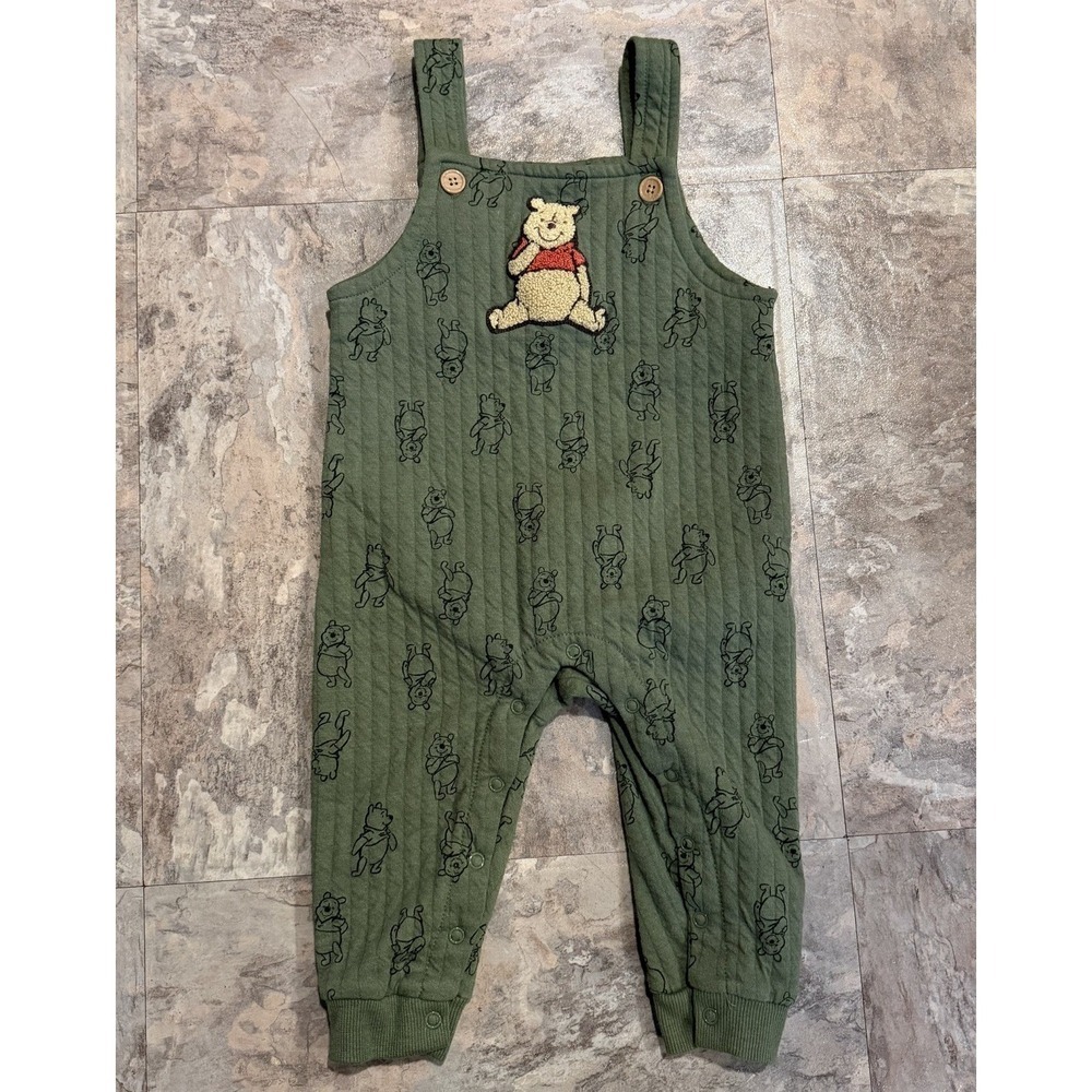 Disney Winnie the Pooh Overalls Green Classic Character Baby 18M Casual